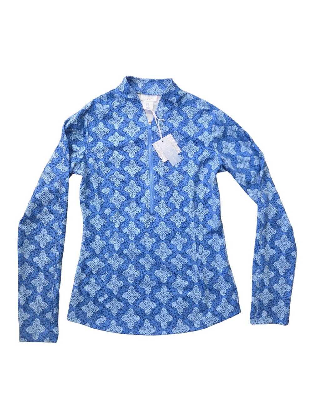 Sigrid Olsen Half Zip Pullover Womens XS Blue Tennis Golf Pickleball Preppy UPF